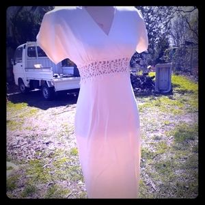 Vintage maxi dress with lace & cut outs, sz 6